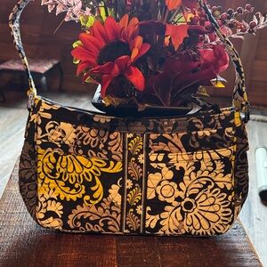 Vera Bradley Black and Yellow Floral Shoulder Bag